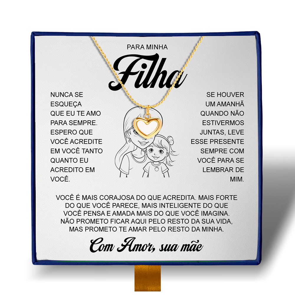 Para Minha Filha - Colar Coração Pérola Banhado a Ouro 18k