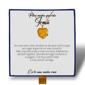 Para Minha Irmã - Colar Coração Abraçado Banhado a Ouro 18k