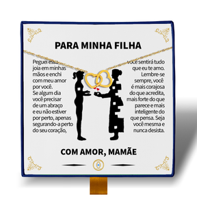 Para Minha Filha - Colar Duplo Coração Entrelaçados Banhado a Ouro 18k
