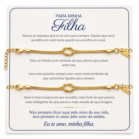 Para Minha Filha - Kit Pulseiras Nó Infinito Banhado a Ouro 18k