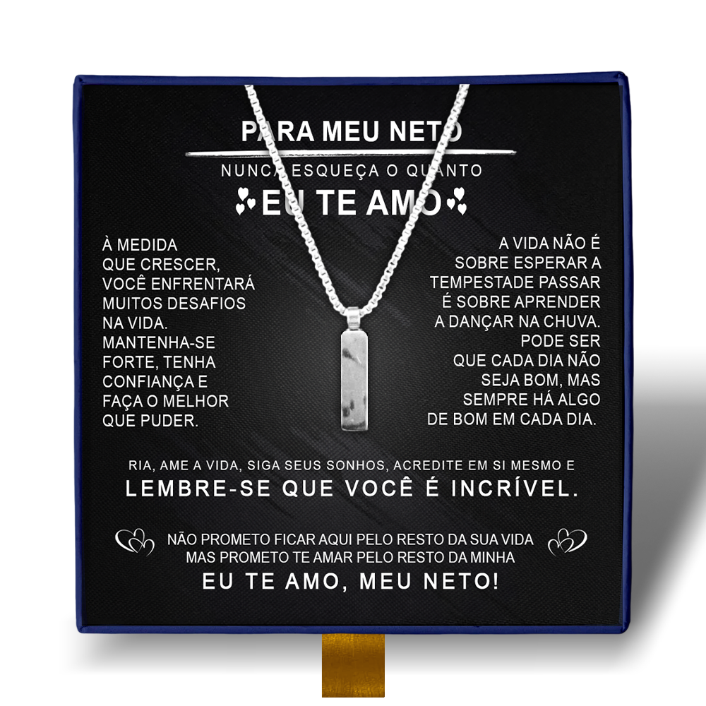 Para Meu Neto- Colar Americano Banhado a Ouro Branco 18k
