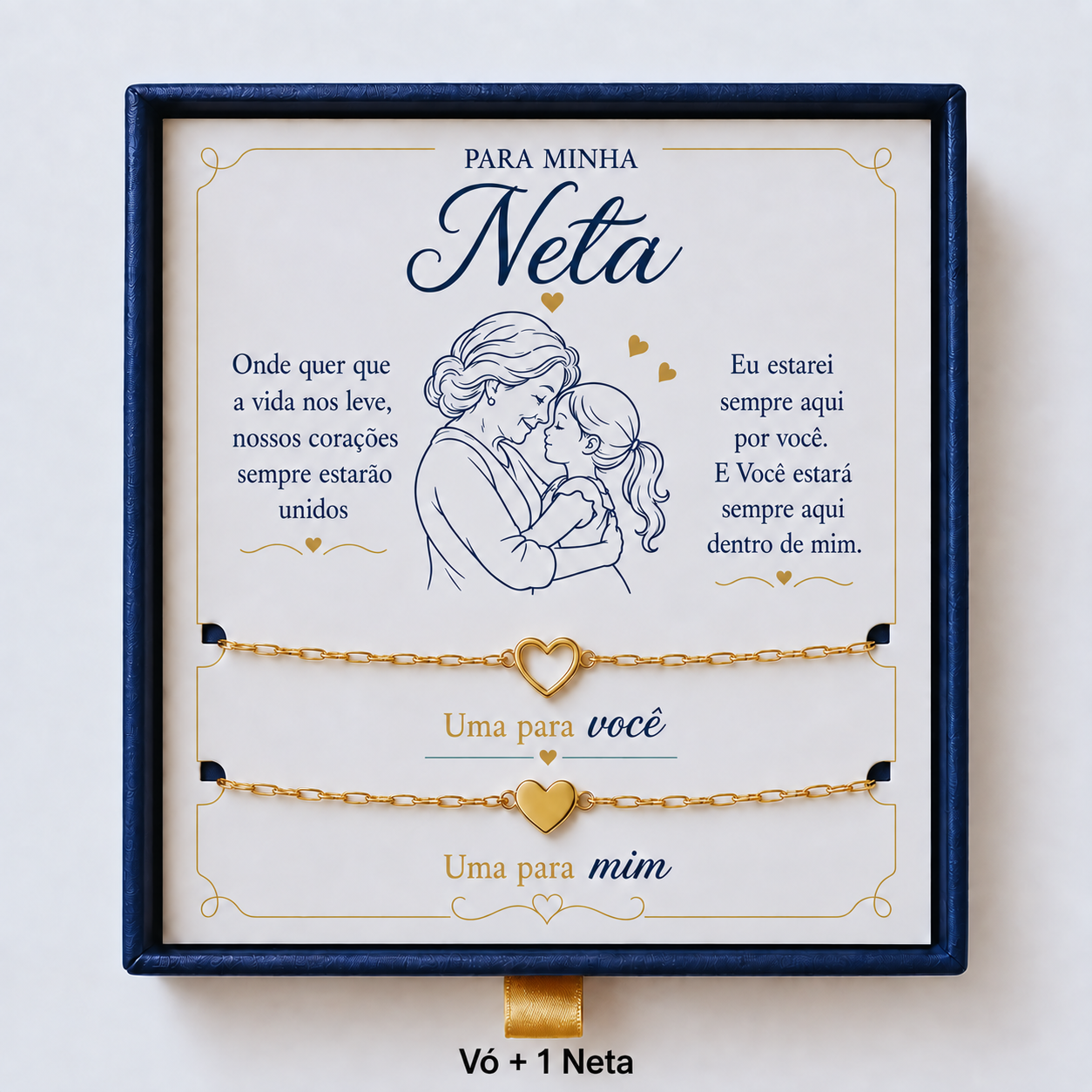 Para Minha Neta- Pulseira Corações Ligados Banhado a Ouro 18k