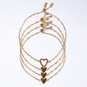 Para Minha Filha- Pulseira Corações Ligados Banhado a Ouro 18k
