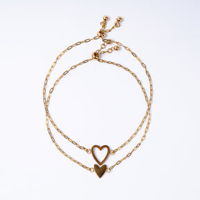 Para Minha Filha- Pulseira Corações Ligados Banhado a Ouro 18k