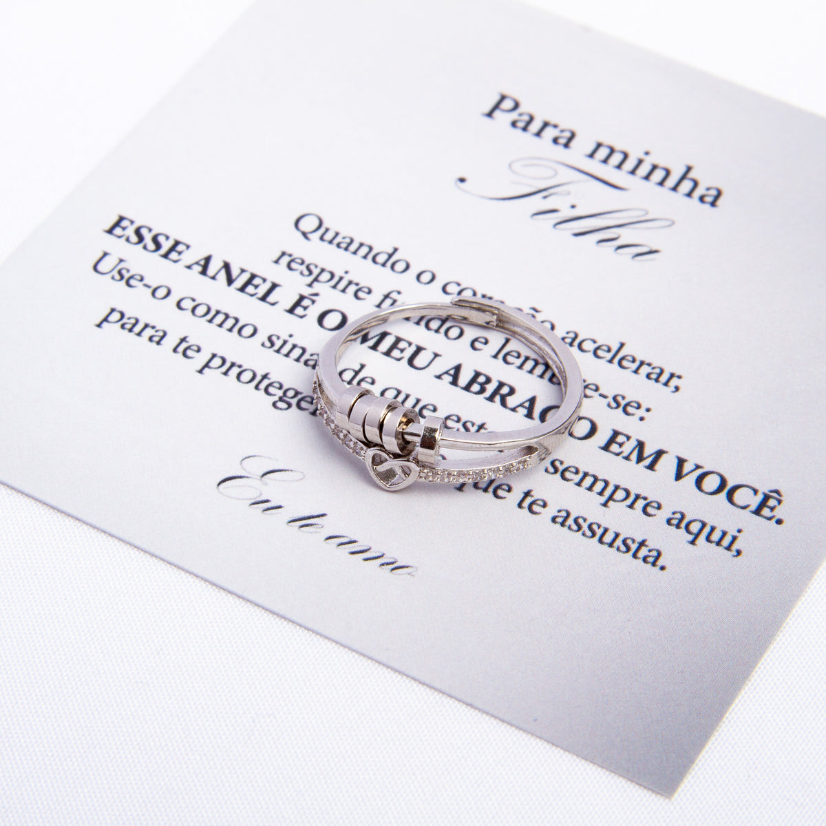 Para Filha - Anel Anti Ansiedade Amor Infinito Banhado a Ouro 18k