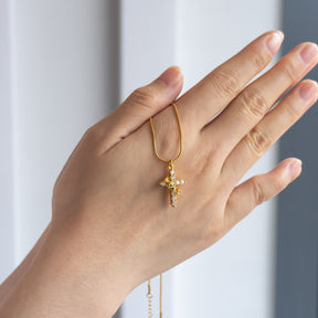 Colar Cruz do Rei Anti-Stress Banhado a Ouro 18k