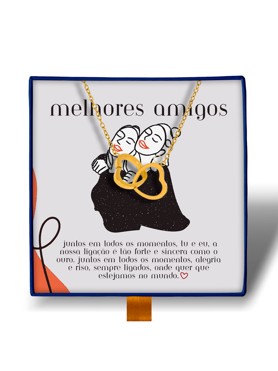 Para Melhor Amiga - Colar Duplo Coração Entrelaçados Banhado a Ouro 18k