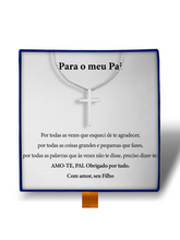 Para Meu Pai - Colar Cruz Masculino Banhado a Ouro Branco 18k