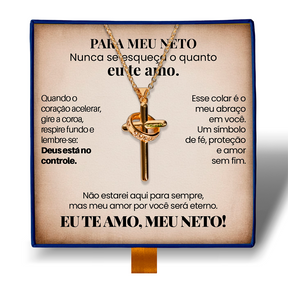 Para Meu Neto- Colar Cruz Antiansiedade Banhado a Ouro 18k