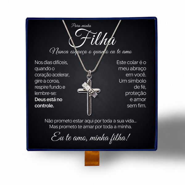 Para Minha Filha- Colar Cruz Anti-Stress Feminino Banhado a Ouro 18k
