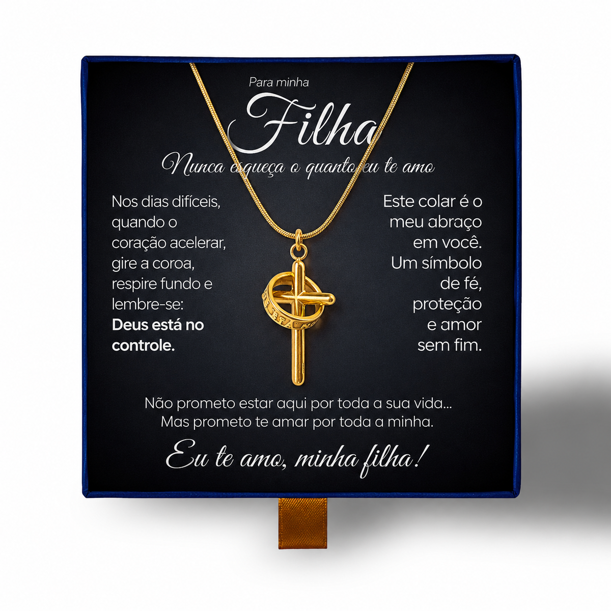 Para Minha Filha- Colar Cruz Anti-Stress Feminino Banhado a Ouro 18k