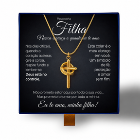 Para Minha Filha- Colar Cruz Anti-Stress Feminino Banhado a Ouro 18k