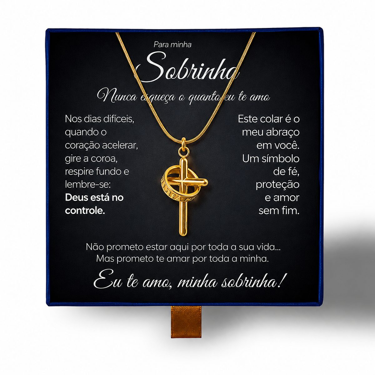 Para Minha Sobrinha - Colar Cruz Anti-Stress Feminino Banhado a Ouro 18k