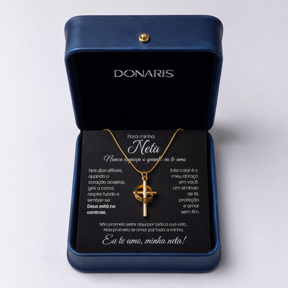 Para Minha Neta - Colar Cruz Anti-Stress Feminino Banhado a Ouro 18k