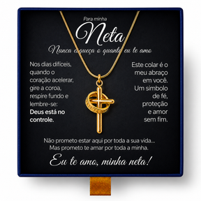 Para Minha Neta - Colar Cruz Anti-Stress Feminino Banhado a Ouro 18k