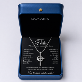 Para Minha Neta - Colar Cruz Anti-Stress Feminino Banhado a Ouro 18k