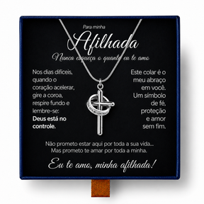 Para Minha Afilhada - Colar Cruz Anti-Stress Feminino Banhado a Ouro 18k