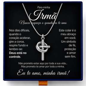 Para Minha Irmã- Colar Cruz Anti-Stress Feminino Banhado a Ouro 18k