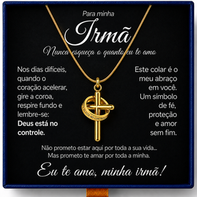 Para Minha Irmã- Colar Cruz Anti-Stress Feminino Banhado a Ouro 18k