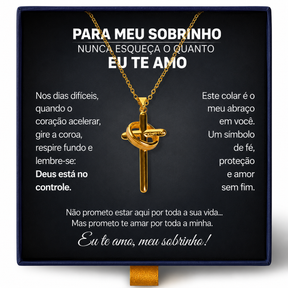 Para Meu Sobrinho - Colar Cruz Anti-Stress Banhado a Ouro 18k