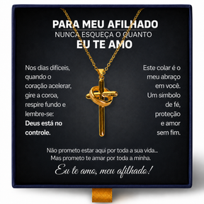Para Meu Afilhado - Colar Cruz Anti-Stress Banhado a Ouro 18k