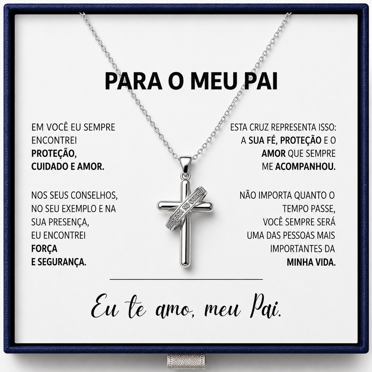 Para Meu Pai - Colar Cruz Anti-Stress Banhado a Ouro 18k
