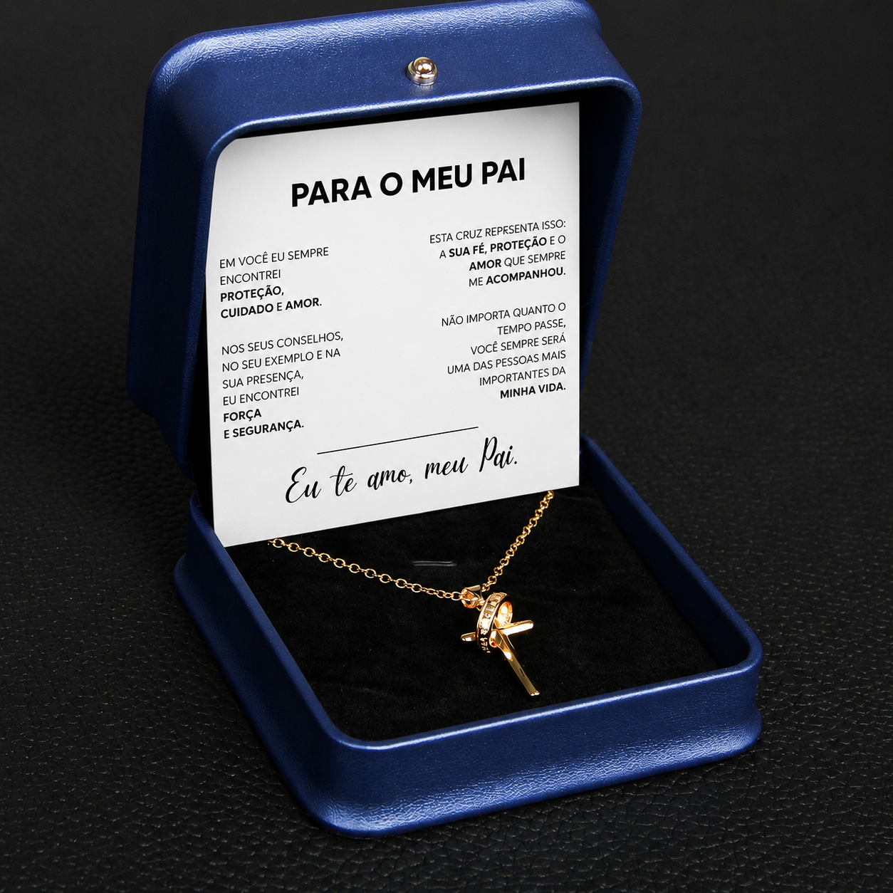 Para Meu Pai - Colar Cruz Anti-Stress Banhado a Ouro 18k