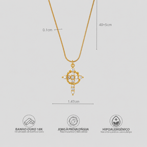 Colar Cruz do Rei Anti-Stress Banhado a Ouro 18k