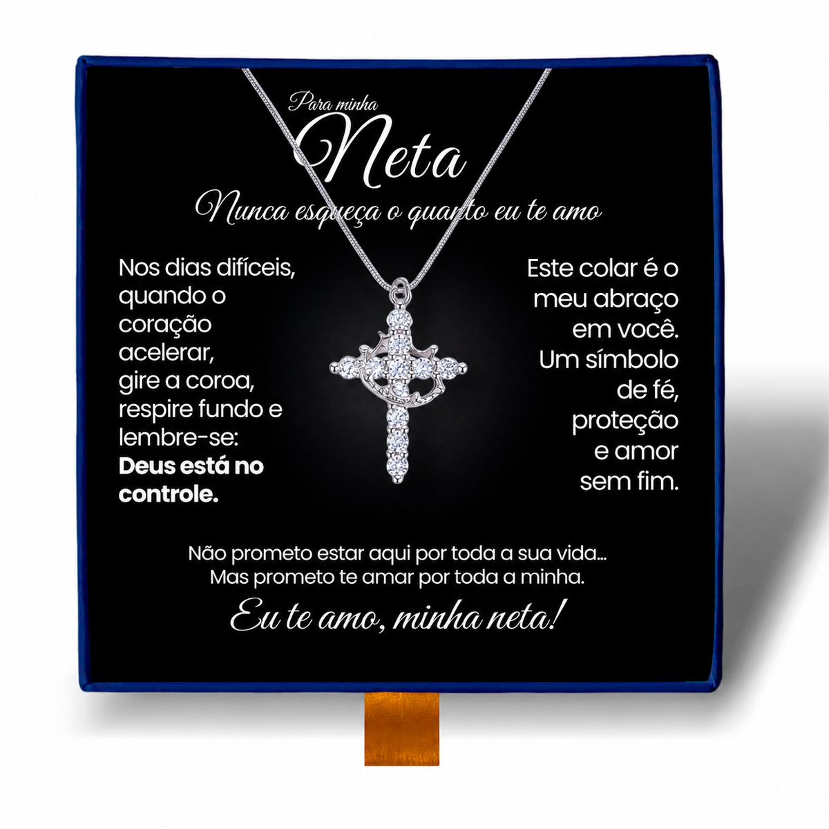 Minha Neta - Colar Cruz do Rei Anti-Stress Banhado a Ouro 18k