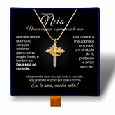 Minha Neta - Colar Cruz do Rei Anti-Stress Banhado a Ouro 18k