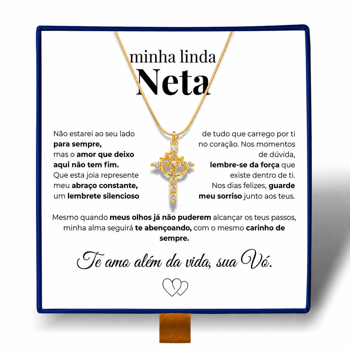 Linda Neta - Colar Cruz do Rei Banhado a Ouro 18k