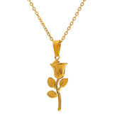 Colar Rosa Flor Banhado a Ouro 18k