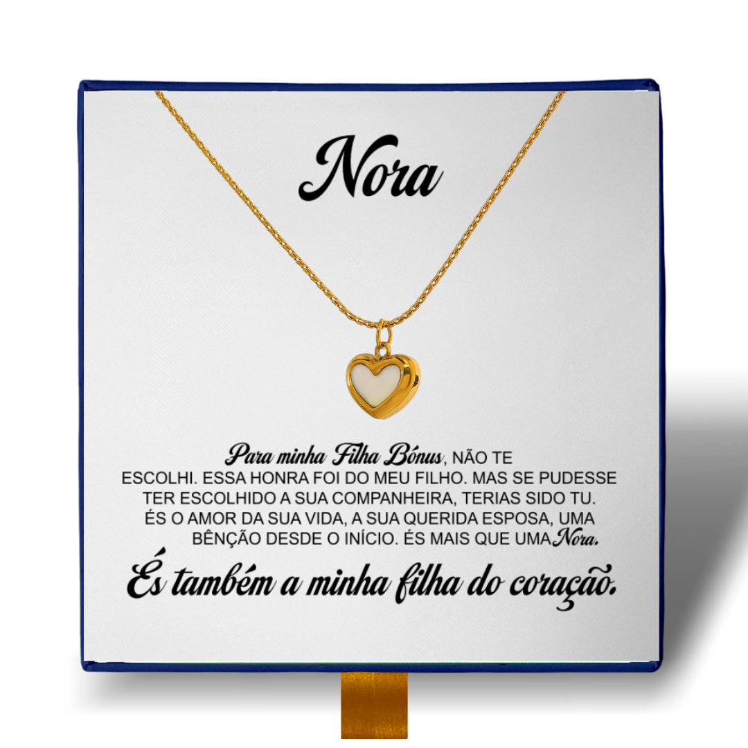 Minha Nora - Colar Coração Pérola Banhado a Ouro 18k