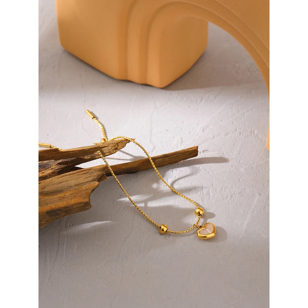 Pulseira Coração Pérola Banhado em Ouro 18k