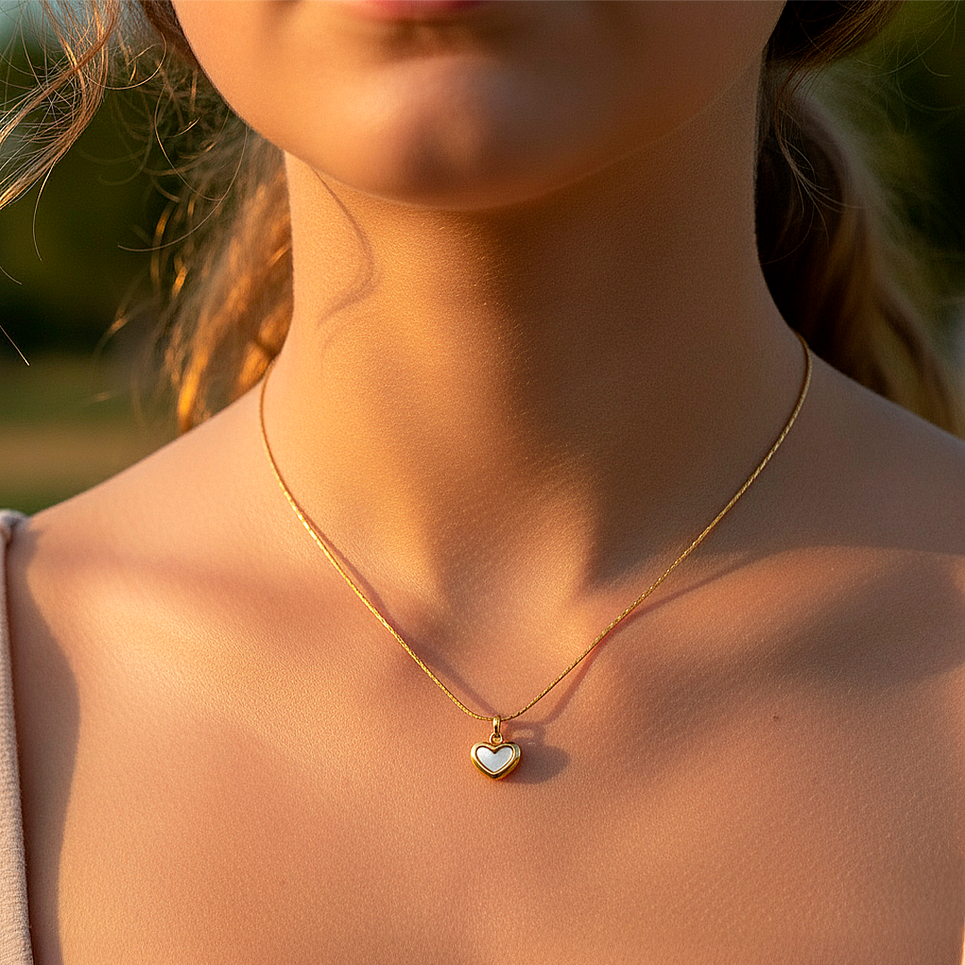 Para Minha Filha - Colar Coração Pérola Banhado a Ouro 18k