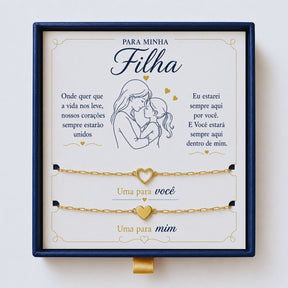 Para Minha Filha- Pulseira Corações Ligados Banhado a Ouro 18k