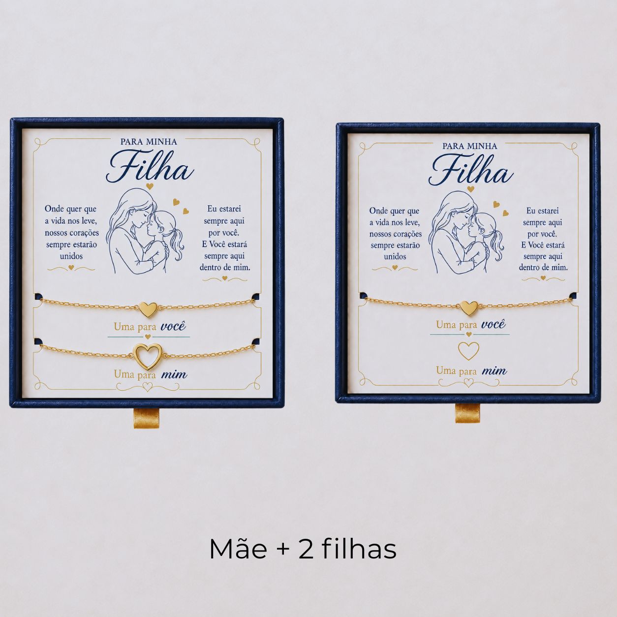 Para Minha Filha- Pulseira Corações Ligados Banhado a Ouro 18k
