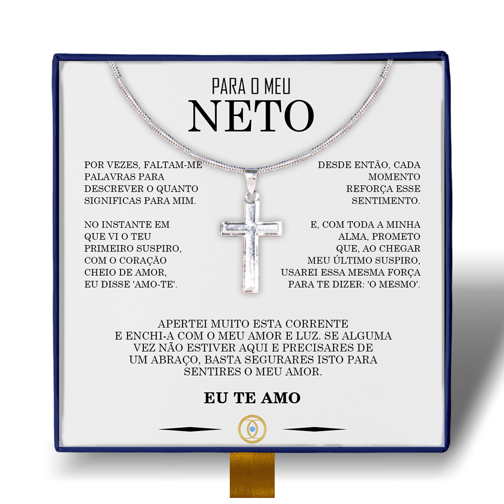 Para o Meu Neto - Colar Cruz Aço Inox