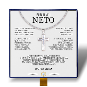 Para o Meu Neto - Colar Cruz Aço Inox