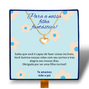 Nossa Fantástica Filha - Colar Coração Pérola Banhado a Ouro 18k - Donaris