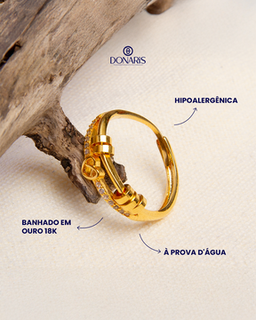Anel Anti-Stress Amor Infinito Banhado a Ouro 18k
