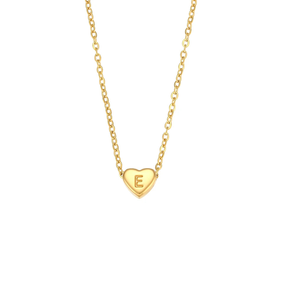 Colar Coração Letra Inicial Banhado em Ouro 18K