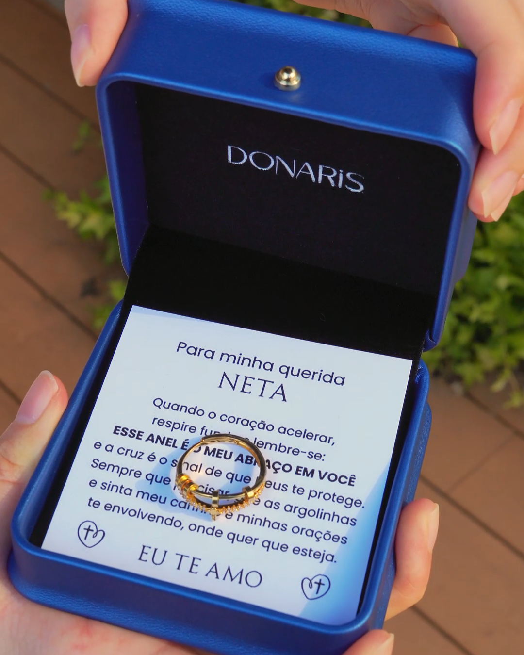 Para Neta - Anel Anti Ansiedade Cruz Banhado a Ouro 18k