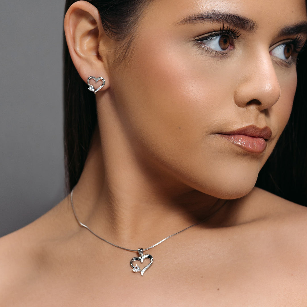 Formatura - Colar Coração Diamante Prata 925