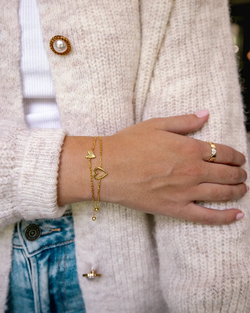 Para Minha Filha- Pulseira Corações Ligados Banhado a Ouro 18k