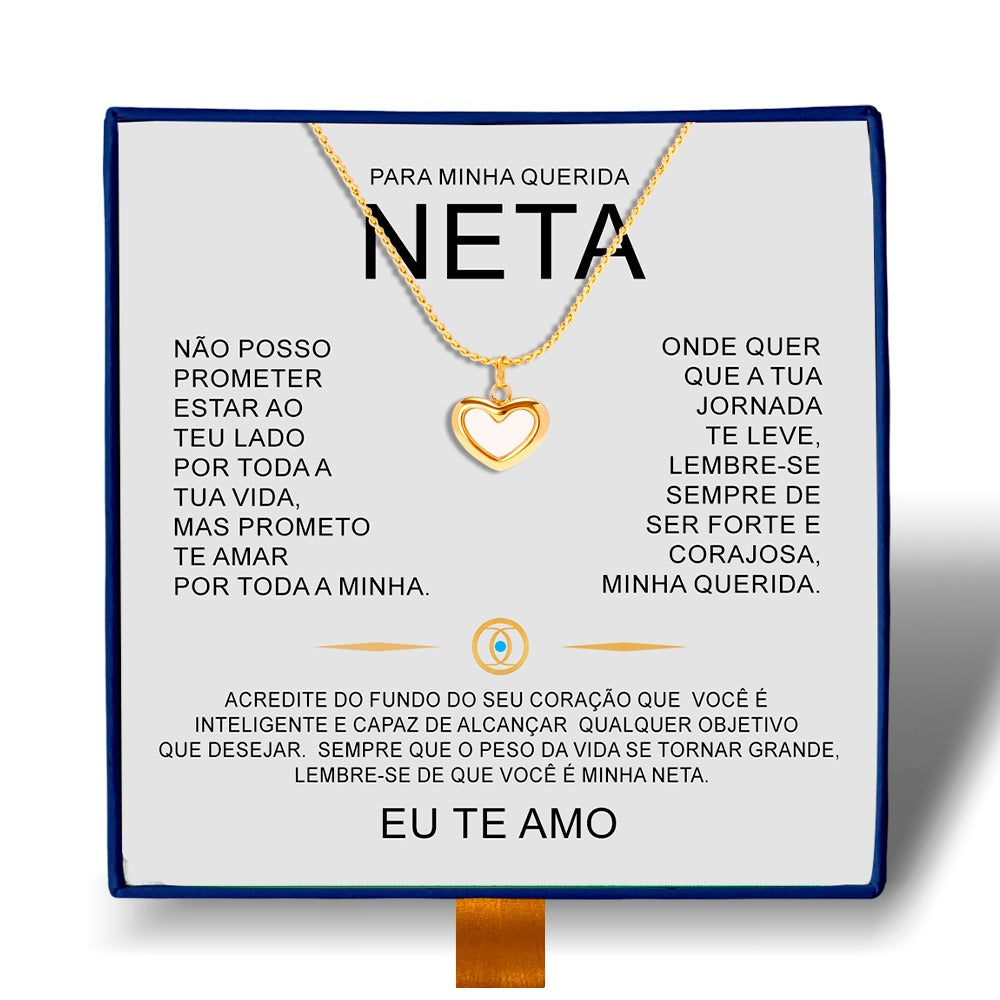 Para Minha Querida Neta - Colar Coração Pérola Banhado a Ouro 18k