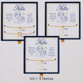 Para Minha Neta- Pulseira Corações Ligados Banhado a Ouro 18k