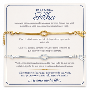 Para Minha Filha - Kit Pulseiras Nó Infinito Banhado a Ouro 18k