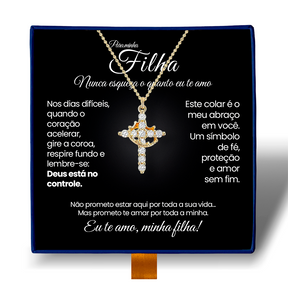 Minha Filha - Colar Cruz do Rei Anti-Stress Banhado a Ouro 18k