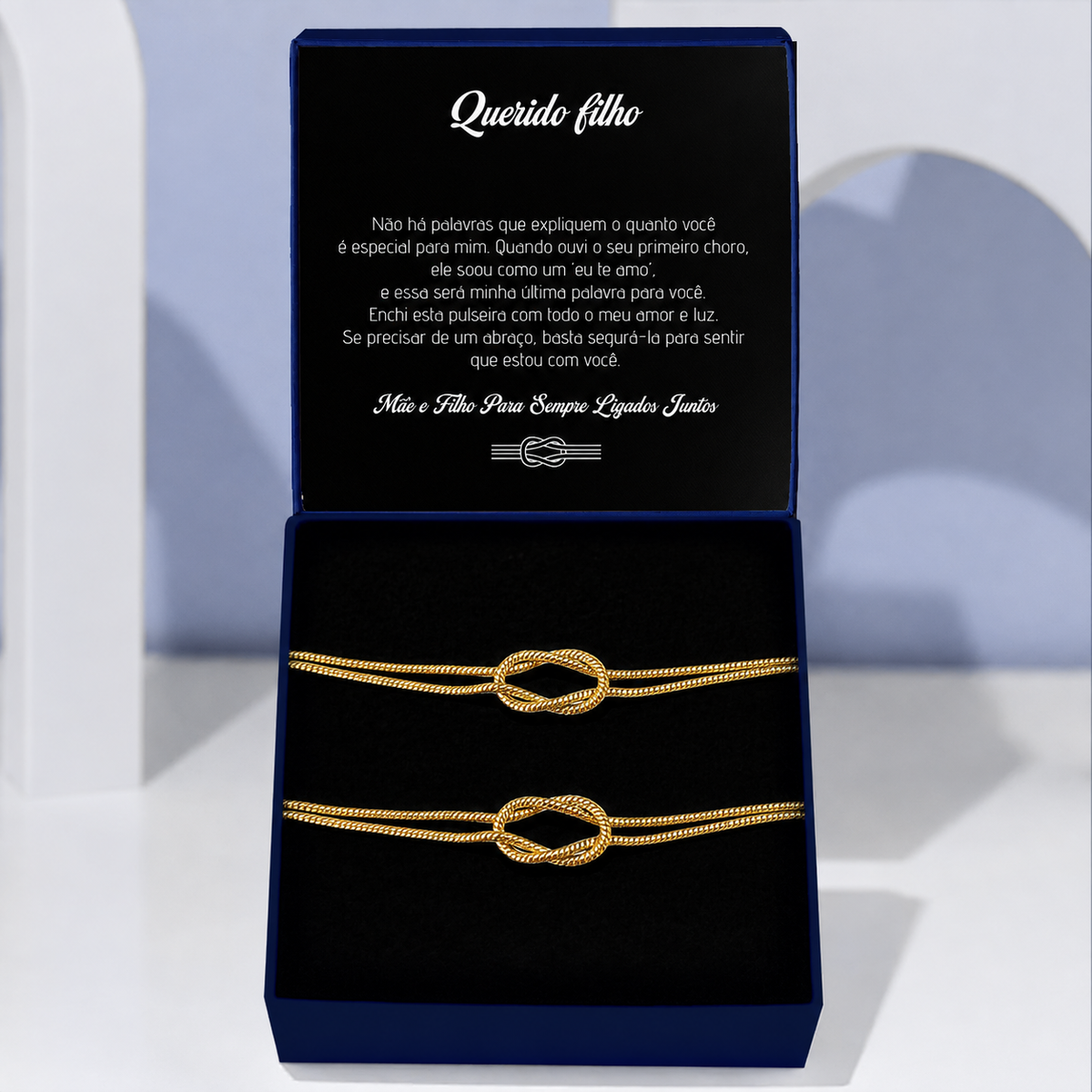 Mãe & Filho  - Kit Pulseiras Nó Infinito Banhada a Ouro 18k